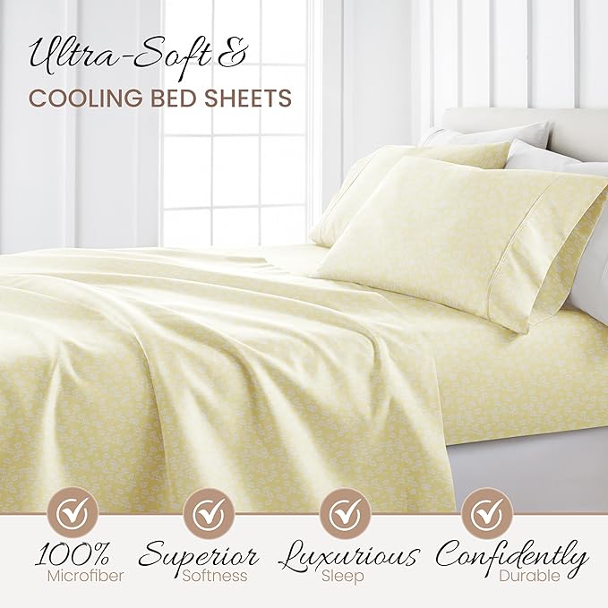 Linen Market 4 Piece Full Bedding Sheet Set (Ivory Wheatfield) - Sleep Better Than Ever with These Ultra-Soft & Cooling Bed Sheets for Your Full Size Bed - Deep Pocket Fits 16" Mattress - LeafyLoom