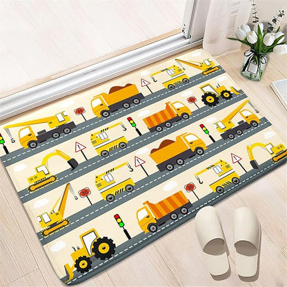 Construction Rug Car Rug Construction Rugs for Boys Room Cartoon Truck Area Rug Construction Play Mat Car Rug for Boys Room Construction Decor for Boys Room 2'×3' - LeafyLoom