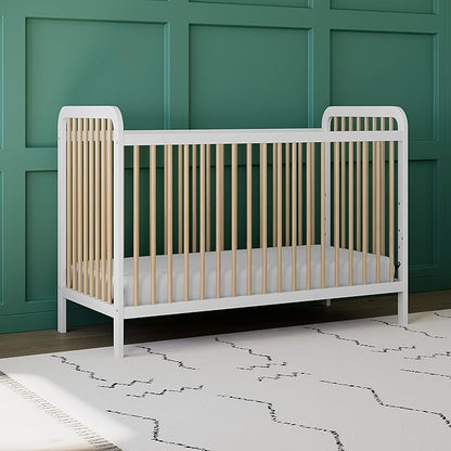 Storkcraft Pasadena 3-in-1 Convertible Crib (White with Driftwood) – GREENGUARD Gold Certified, Converts to Daybed and Toddler Bed, Fits Standard Full-Size Crib Mattress, Adjustable Mattress Height - LeafyLoom