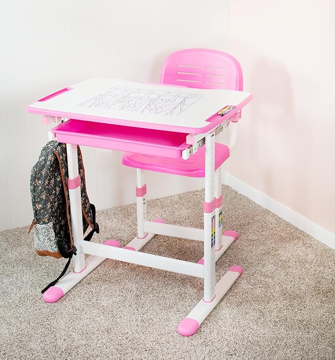 VIVO Height Adjustable Kids Desk Chair, Chair Only, Designed for Interactive Workstation, Universal Children's Ergonomic Seat, Pink, DESK-V201P-CH - LeafyLoom