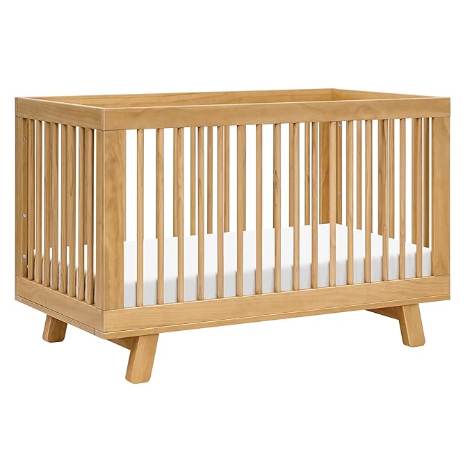 babyletto Hudson 3-in-1 Convertible Crib with Toddler Bed Conversion Kit in Honey, Greenguard Gold Certified - LeafyLoom