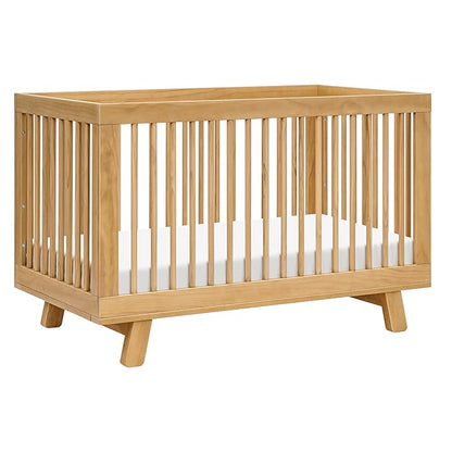 babyletto Hudson 3-in-1 Convertible Crib with Toddler Bed Conversion Kit in Honey, Greenguard Gold Certified - LeafyLoom