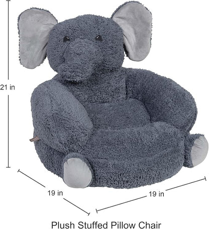 Trend Lab Elephant Toddler Chair Plush Character Kids Chair Comfy Furniture Pillow Chair for Boys and Girls, 21 x 19 x 19 inches - LeafyLoom