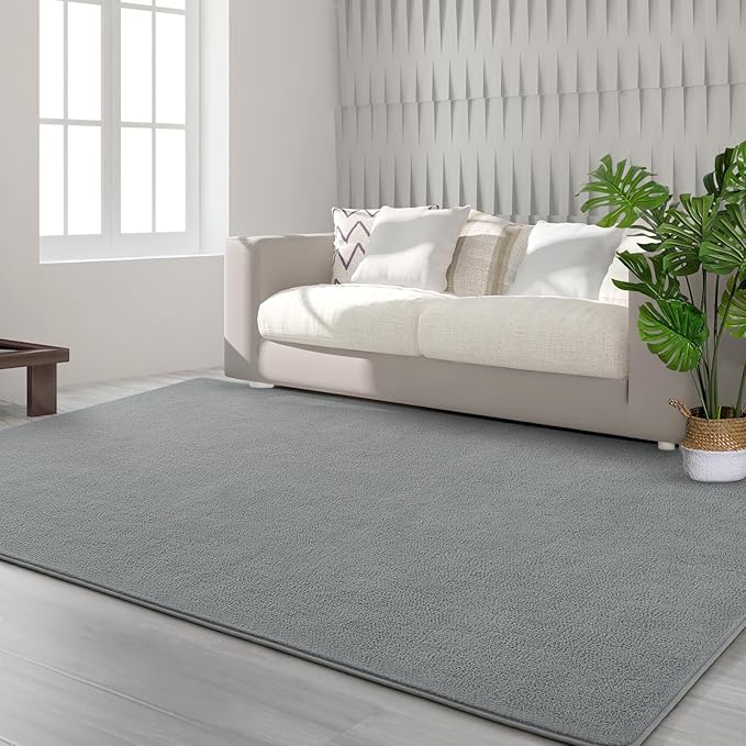 Area Rugs for Bedroom Living Room, 4x6 Grey Super Soft Comfy Thickened Memory-Foam Indoor Carpets, Modern Aesthetic Minimalist Carpet for Boys Girls Adults Apartment Nursery Home Décor - LeafyLoom