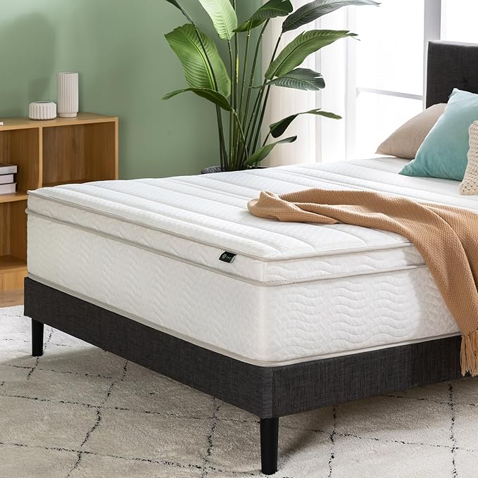 ZINUS 12 Inch Foam and Spring Hybrid Mattress [New Version], Full, Fiberglass free, Medium Firmness, Durable Support, Certified Safe Foams & Fabric, Mattress in A Box - LeafyLoom