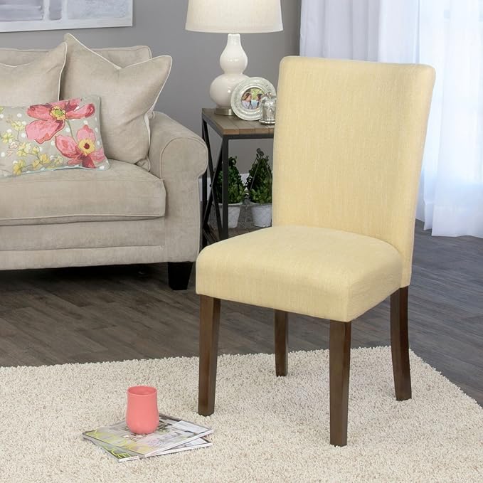 HomePop Parsons Classic Upholstered Accent Dining Chair, Single Pack, Yellow - LeafyLoom