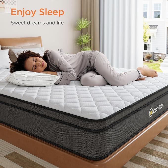 8 INCH Queen Size Mattress, Queen Mattress with Gel Memory Foam and Spring, Breathable Hybrid Mattress in a Box for a Cool & Peaceful Sleep, Strong Edge & Medium Firm Support, CertiPUR-US - LeafyLoom