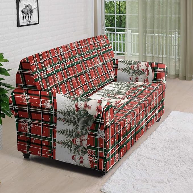 FKELYI Christmas Decorations Sofa Couch Cover Comfortable Furniture Protector Easy Going Stretch Sofa Slipcover with Elastic Bottom L FKELYI