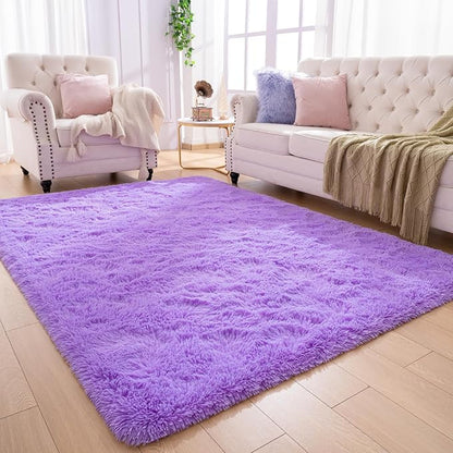 Softlife Ultra Soft Fluffy Area Rugs for Bedroom, Girls and Boys Room Kids Room Nursery Large Rug, 5.3 x 7.6 Feet Shaggy Fur Indoor Plush Modern Floor Carpet for Living Room Christmas Decor, Purple - LeafyLoom