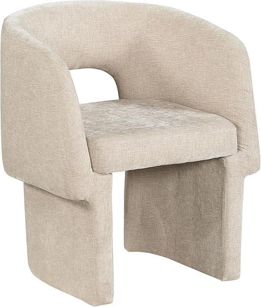 Meridian Furniture Emmet Collection Modern | Contemporary Dining Accent Chair with Rich Fabric, Steel Inner Frame, 26" W x 23.5" D x 30" H, Beige - LeafyLoom