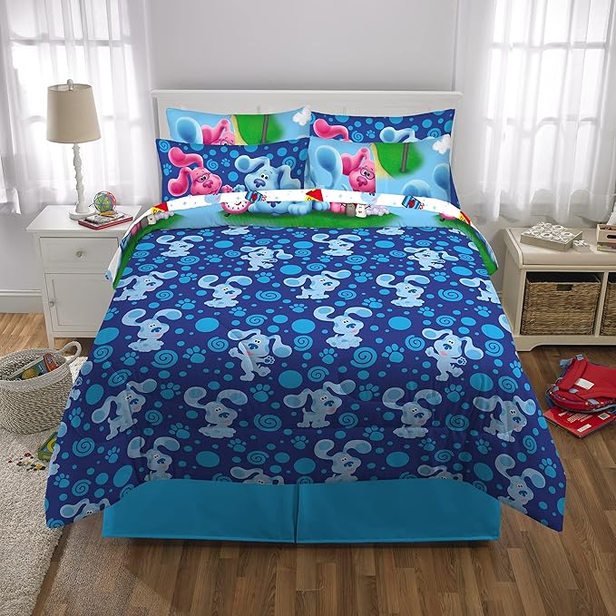 Franco Kids Bedding Super Soft Comforter and Sheet Set with Sham, 7 Piece Full Size, Blues Clues - LeafyLoom