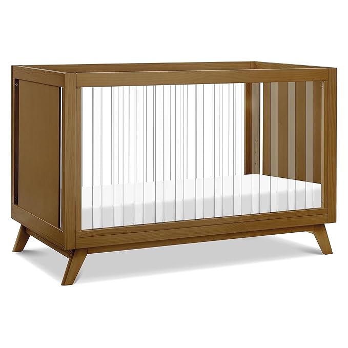 DaVinci Otto 3-in-1 Convertible Crib in Walnut with Acrylic Slats, Greenguard Gold Certified - LeafyLoom