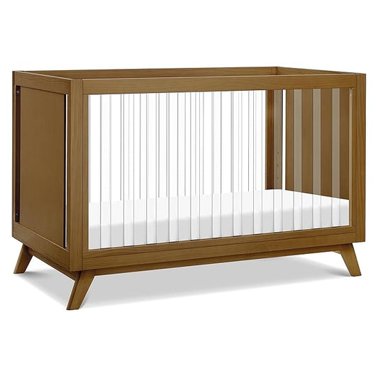 DaVinci Otto 3-in-1 Convertible Crib in Walnut with Acrylic Slats, Greenguard Gold Certified - LeafyLoom