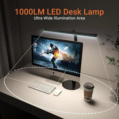 LED Desk Lamp, 15.7" Wide Modern Architect Desk Light for Home Office, 10W Bright Tall Flexible Task Lamp for Piano, Monitor, Workbench, 3 Color Modes & 30 Brightness, 1000LM (Black) - LeafyLoom