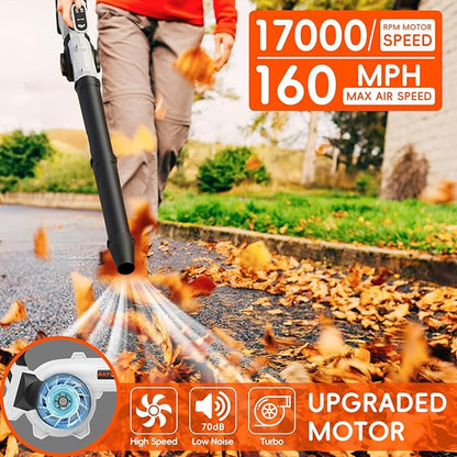 Leaf Blower Cordless - Electric Cordless Leaf Blower with 2 Batteries and Charger, 3 Speed Modes & 3 Blowing Nozzles, 20V Battery Powered Mini Leaf Blowers for Lawn Care, Patio, Indoor - LeafyLoom