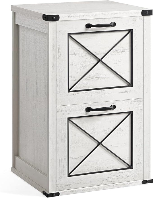 VASAGLE File Cabinet, Filing Cabinet with 2 Drawers, Printer Stand, Fit A4, Letter Size, Hanging File Folders, Modern Farmhouse Style, for Home Office, Study, Rustic White UOFC048T73 - LeafyLoom