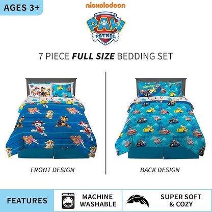 Franco Kids Bedding Super Soft Comforter and Sheet Set with Sham, 7 Piece Full Size, Paw Patrol - LeafyLoom