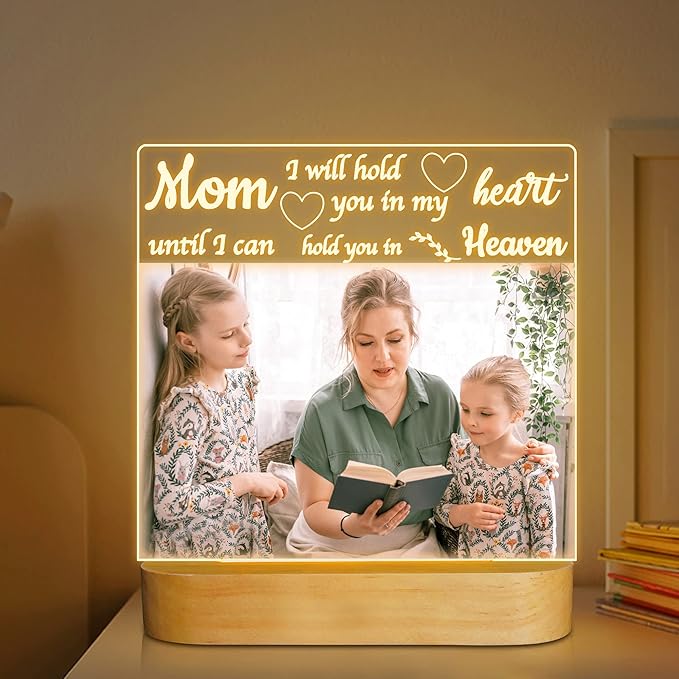 Attivolife Gift for Mother - Acrylic Photo Frame with Warm Color LED Light, Desk Display 4x6 Picture, Best Present for Mom Birthday Mother's Day Valentine Day - LeafyLoom