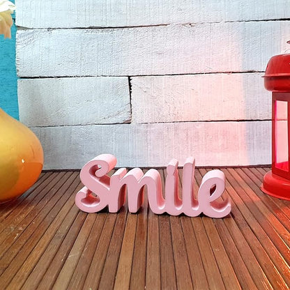 Smile – Peach, Aesthetic table decor for home or office, desk or Shelf. Quirky room decoration showpiece, ideal for birthday gift, corporate gift, and inspiring wall decor - LeafyLoom