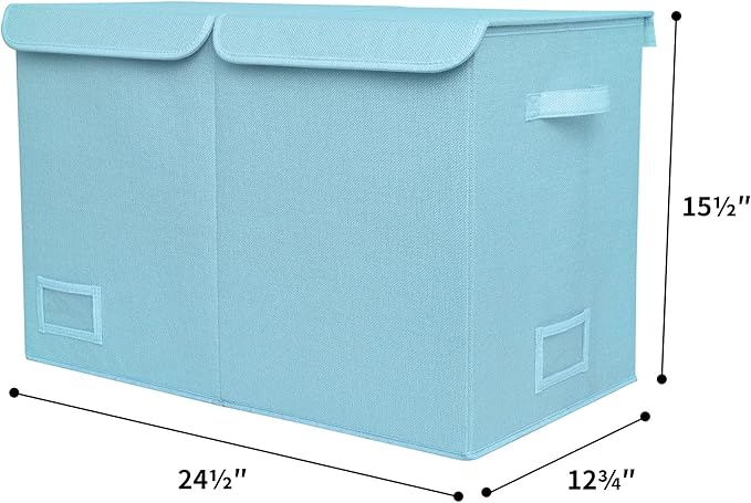 GRANNY SAYS Toy Chest with Lids, Foldable Toy Storage Organizer with Handles, Stuffed Animal Storage for Nursery Room Playroom, Living Room, Large Toy Box for Boys and Girls, Light Blue - LeafyLoom