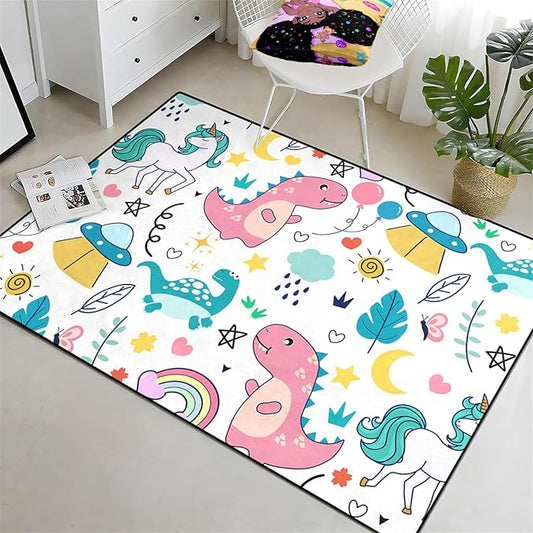 Dinosaur Rugs for Boys Bedroom - Dinosaur Room Decor for Boys Kids Area Rug Dinosaur Rug Boys Rugs for Bedroom Dinosaur Carpet Rugs Kids Play Rugs Cute Cartoon Dinosaur Decor,3'×5' - LeafyLoom