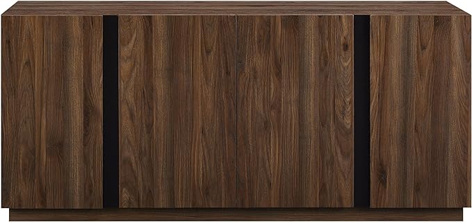 Walker Edison Liss Contemporary 4-Door Minimalist Sideboard, 70 Inch, Dark Walnut - LeafyLoom