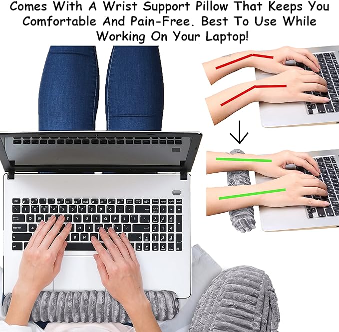 Homie Reading Pillow with Wrist Support, Has Arm Rests, and Back Support for Bed Rest, Lounging, Reading, Working on Laptop, Watching TV (Gray) - LeafyLoom