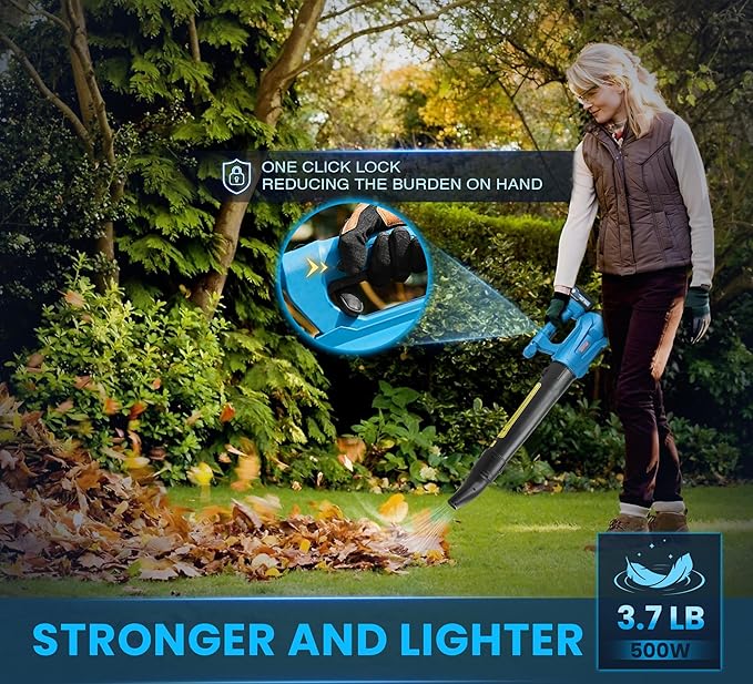 Cordless Leaf Blower with Battery and Charger,22V Lightweight and Efficient Battery Powered Blower,350CFM,120MPH Portable and Compact Yard Blower,Rechargeable Motor Versatile Electric Blower - LeafyLoom