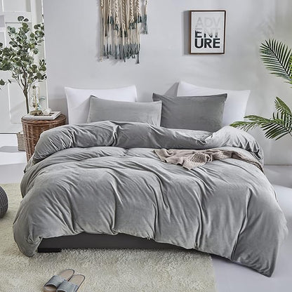 Wellboo Grey Comforter Sets California King Women Men Gray Fluffy Bedding Comforters Cal King Solid Dark Grey Velvet Aesthetic Quilts Soft Warm Winter Plush Blanket Plain Gray Flannel Thick Sherpa Bed - LeafyLoom