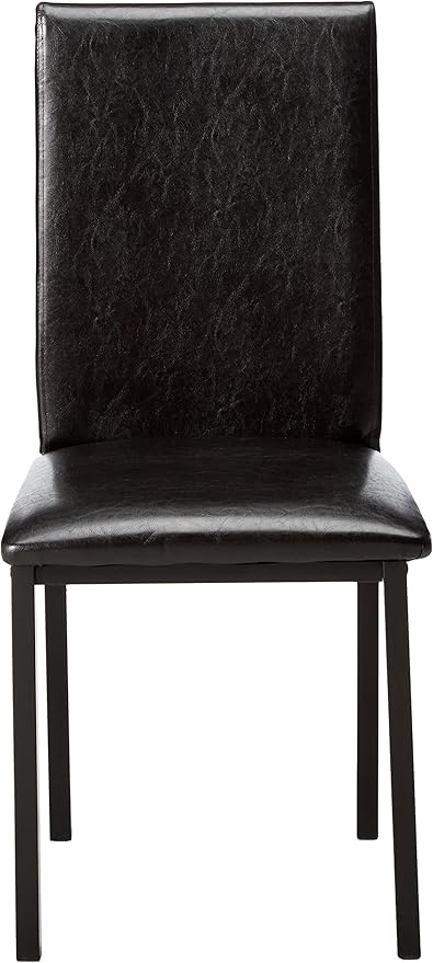 Roundhill Furniture Noyes Faux Leather Metal Frame Dining Chair, Set of 4, Black - LeafyLoom