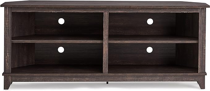 ROCKPOINT 58inch Corner TV Stand ,Home Living Room Storage Console, Entertainment Center, TV Console Table ,Espresso - LeafyLoom