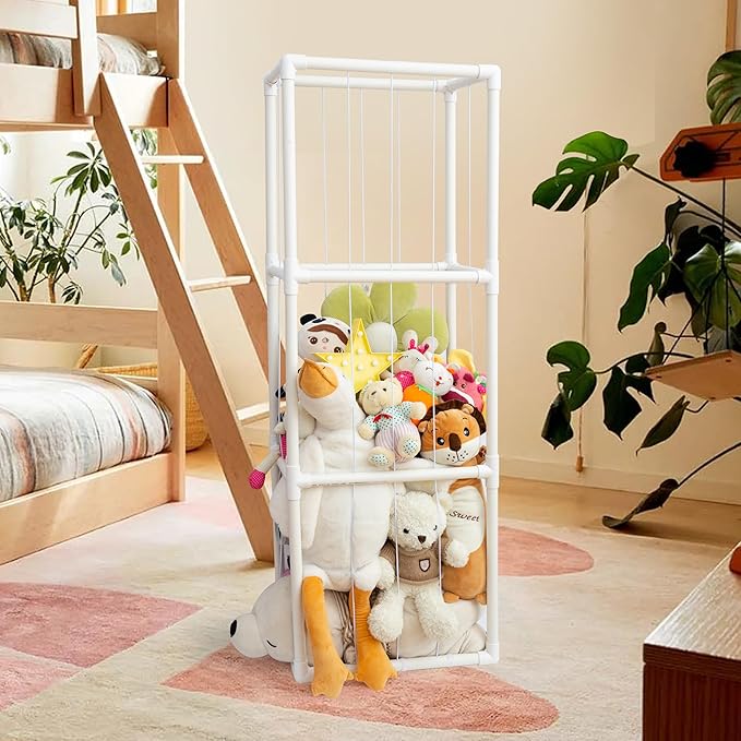 X-Large Stuffed Animal Zoo Storage Holder Stuffed Animal Storage Display Ideas PVC Plush with Bottom Net Toy Organizer Shelf Zoo Storage Cage for Doll Room Gift Play Room Nursery - LeafyLoom