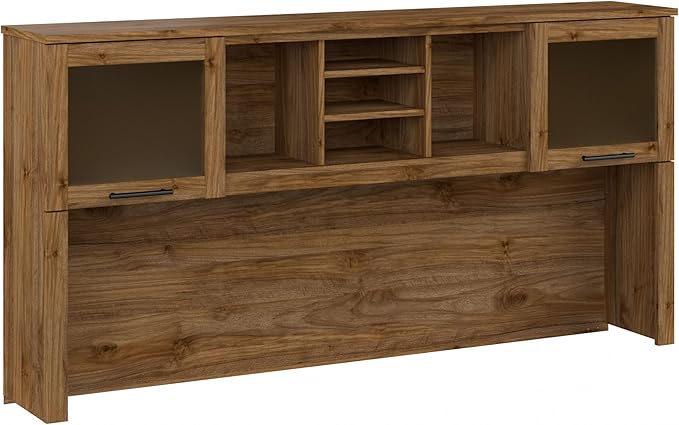 Bush Furniture Somerset Desk Hutch, Attachment with Shelves and Cabinets for Home Office, 72W, Fresh Walnut - LeafyLoom