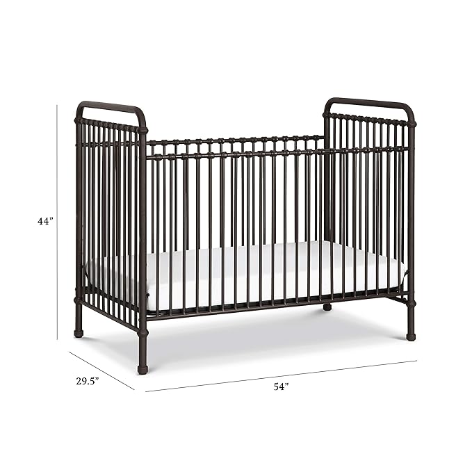 Namesake Abigail 3-in-1 Convertible Metal Crib in Vintage Iron, Greenguard Gold Certified - LeafyLoom