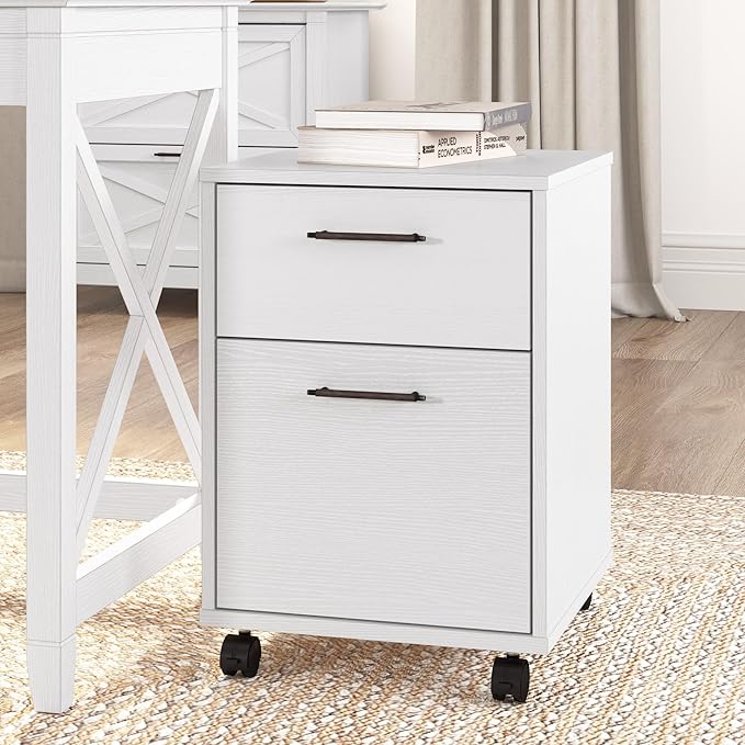 Bush Furniture Key West 2 Drawer Mobile File Cabinet, Rolling File Cabinet for Home Office - LeafyLoom