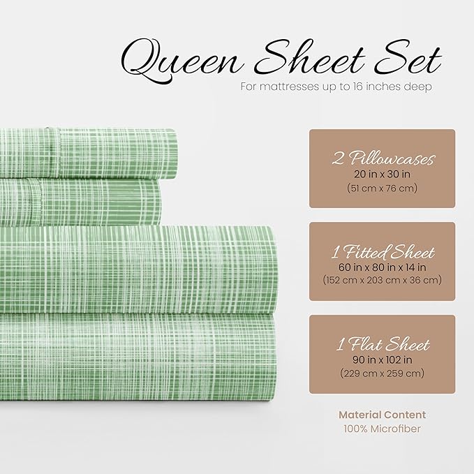 Linen Market 4 Piece Queen Bedding Sheet Set (Forest Thatch) - Sleep Better Than Ever with These Ultra-Soft & Cooling Bed Sheets for Your Queen Size Bed - Deep Pocket Fits 16" Mattress - LeafyLoom