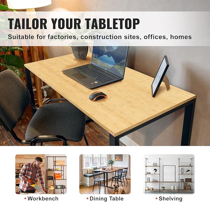 VEVOR Bamboo Table Top, 70.9" x 29" x 1.5", 330 lbs Load Capacity, Universal Solid One-Piece Bamboo Desktop for Height Adjustable Electric Standing Desk Frame, Rectangular Countertop for Home & Office - LeafyLoom