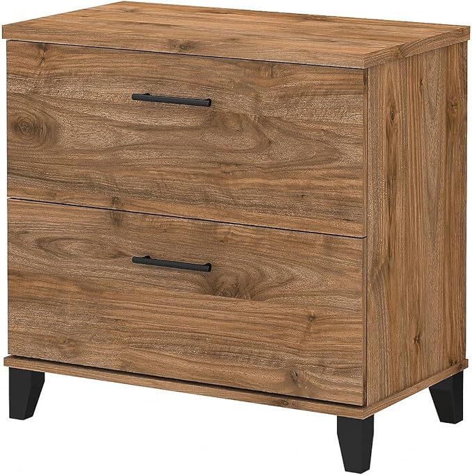 Bush Furniture Somerset 2-Drawer Lateral File Cabinet, Letter/Legal, Fresh Walnut, 30-inch (WC81380) - LeafyLoom