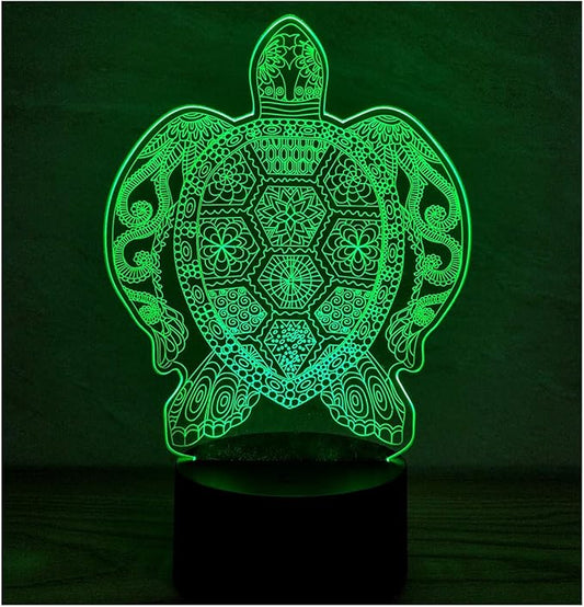 3D Optical Illusion LED Night Light ,Acrylic Boy Girl Kids Baby Sleep Desk Lamp Touch Control 7 Color Change USB Powered for Home Decorations or Holiday Gifts (Sea Turtle) - LeafyLoom