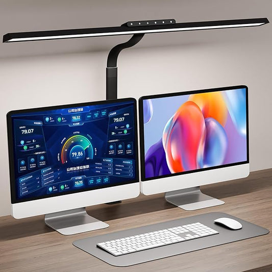 Desk Lamp, Stepless Dimming Desk Lamp with Clamp Flexible Gooseneck Desk Lamps for Home Office Eye Caring Desk Light Modern 24W Office Light for Sewing Studying Working Drawing - LeafyLoom