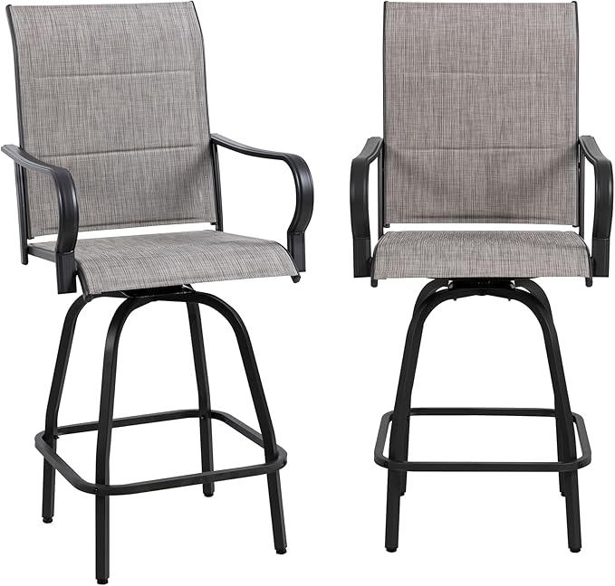 Shintenchi HGB-GR-C patio bar sets, Set of 2, Padded Gray - LeafyLoom