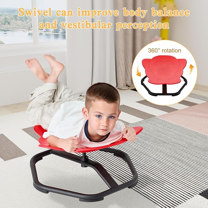 Spinning Chair for Autistic Kids Sit and Spin Chair for Kids Swivel Sensory Chair Elephant Spinning Seat Autism Sensory Chair Items for Sensory Room Training Balance Body Coordination - LeafyLoom