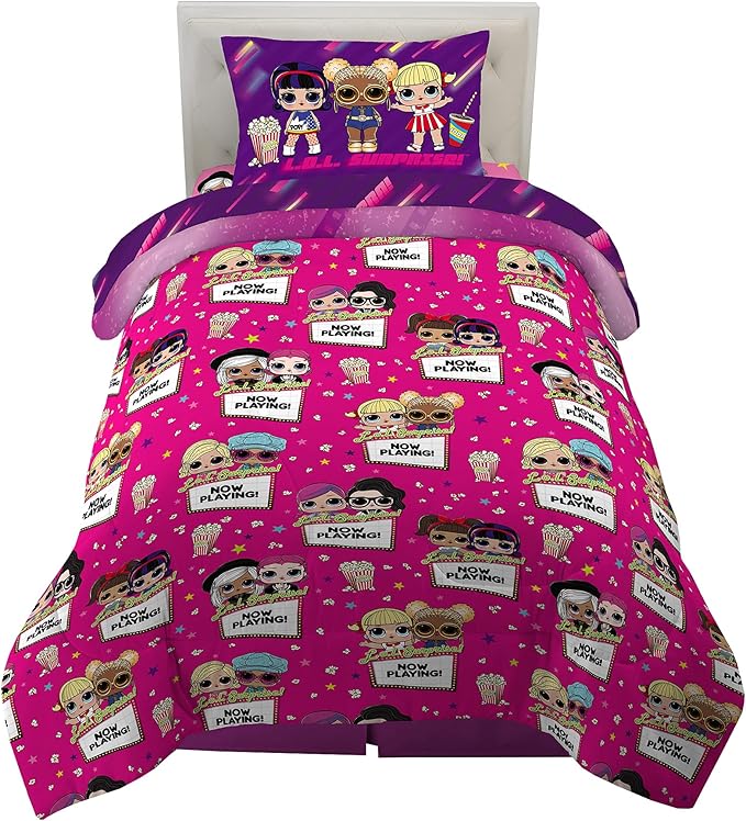 Franco Kids Bedding Super Soft Comforter and Sheet Set, 4 Piece Twin Size, LOL Surprise - LeafyLoom