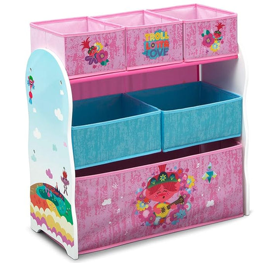 Delta Children Design and Store 6 Bin Toy Storage Organizer, Trolls World Tour - LeafyLoom