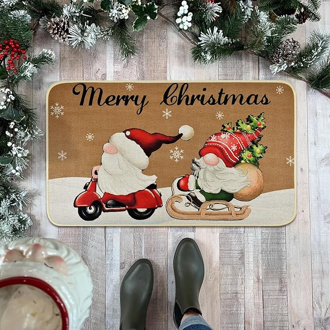 Vanleonet Merry Christmas Gnome Door Mat, Christmas Welcome Decorative Doormat,Winter Xmas Holiday Front Porch Rugs, Outdoor Indoor Entrance Doormat, Front Door Mats Floor Mat, 29 x 17 Inch Vanleonet