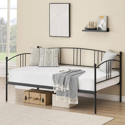 IDEALHOUSE Twin Daybed with Trundle, Metal Twin Size Daybed with Pullout Trundle 6 Casters, Steel Slat Support Sofa Bed for Living Room, Bedroom, Guest Room, No Box Spring Needed (Black) - LeafyLoom