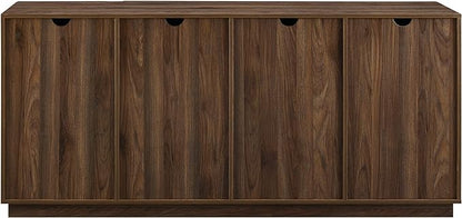 Walker Edison Liss Contemporary 4-Door Minimalist Sideboard, 70 Inch, Dark Walnut - LeafyLoom