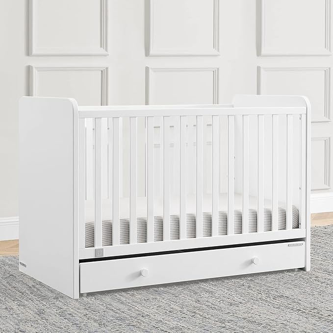 GAP babyGap Graham 4-in-1 Convertible Crib with Storage Drawer - Greenguard Gold Certified, Bianca White - LeafyLoom