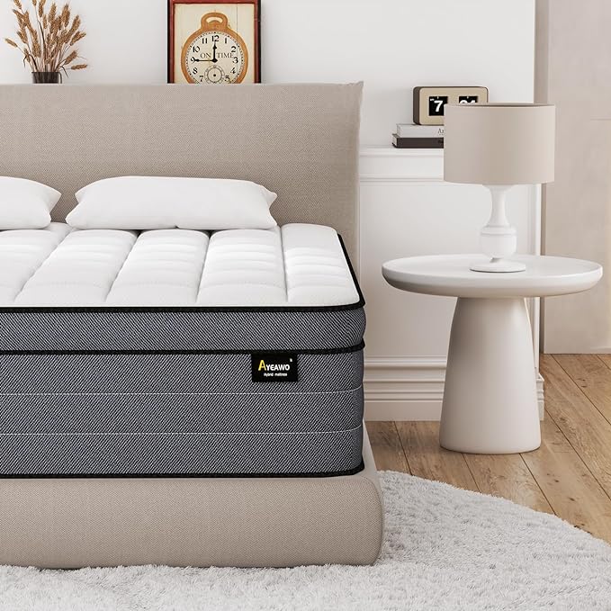 King Size Mattress,14 Inch Hybrid Mattress King Size in a Box with Gel Memory Foam and Pocket Springs, Pressure Relief & Upgraded Support, Firm - LeafyLoom