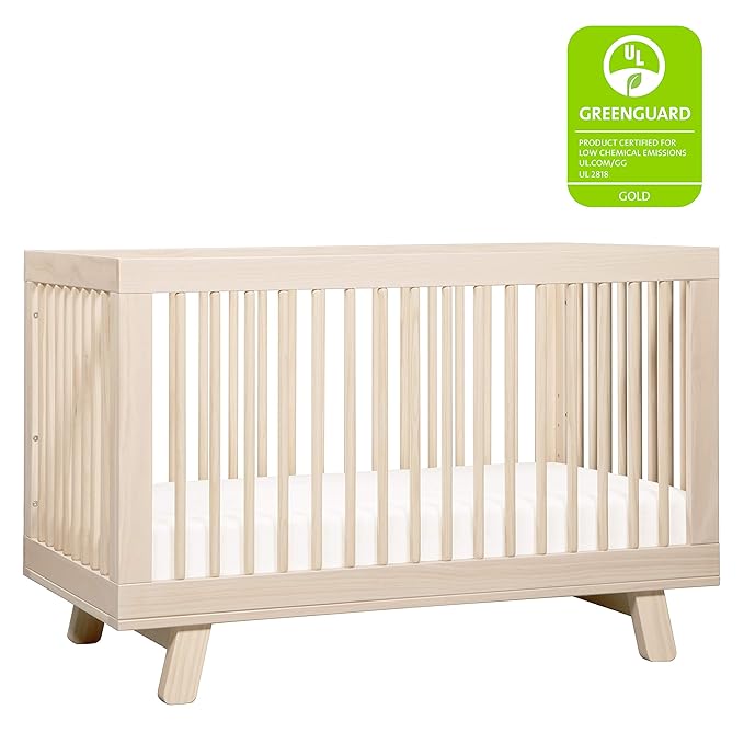 Babyletto Hudson 3-in-1 Convertible Crib with Toddler Bed Conversion Kit in Washed Natural, Greenguard Gold Certified - LeafyLoom